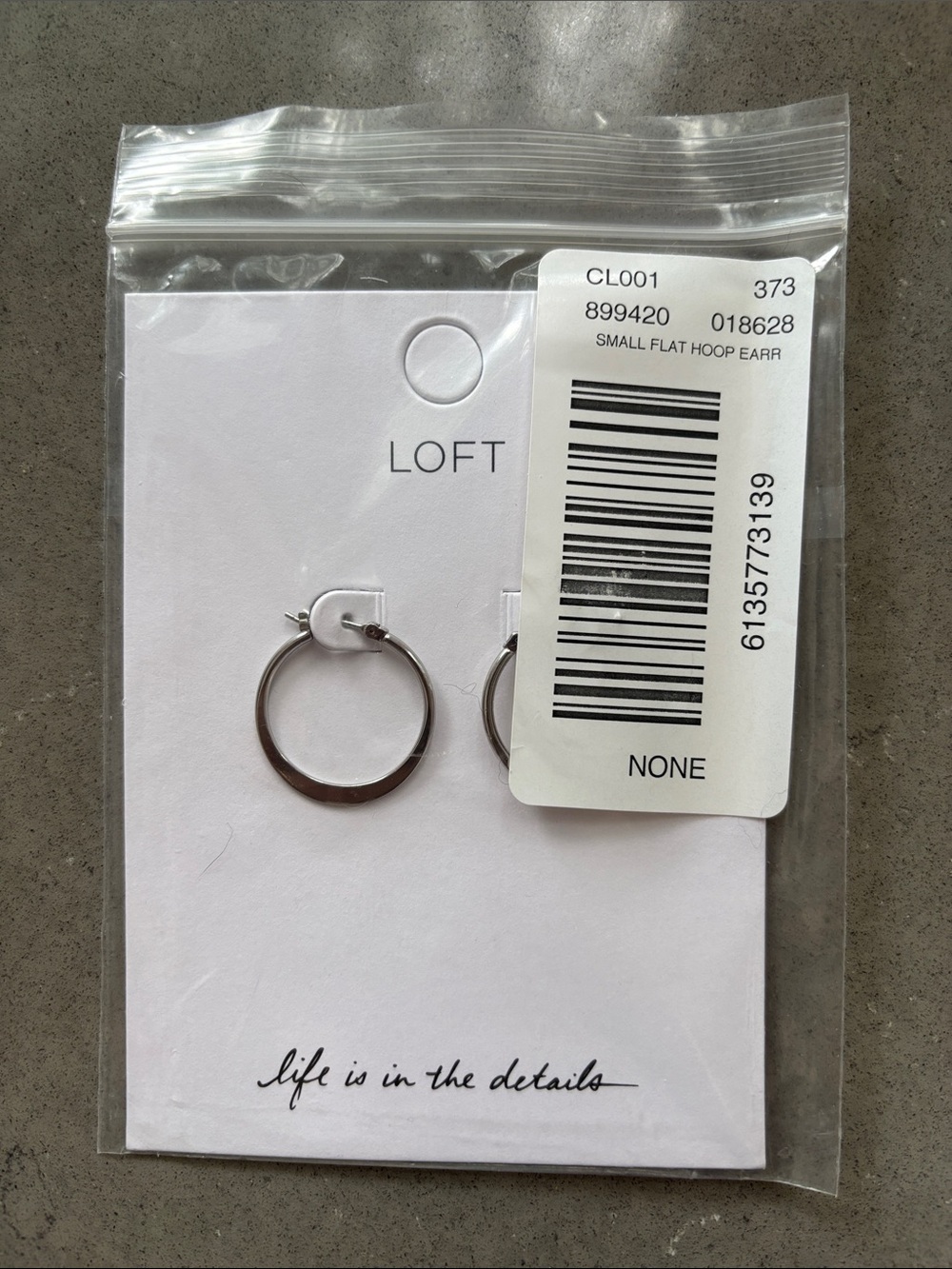 LOFT Small Silver Flat Hoop Earrings